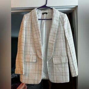 SHEIN White and Gold Textured Blazer